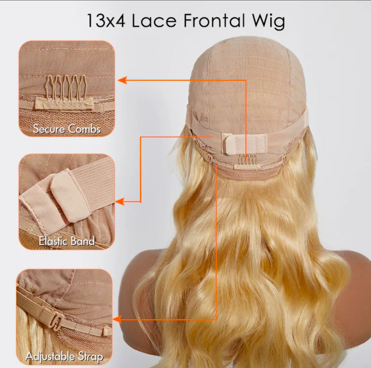 Hidden Passion Creations 16-30 Inch Pre-Plucked 13"x4" #613 Body Wave Lace Frontal Wig – 150% Density, 100% Human Hair